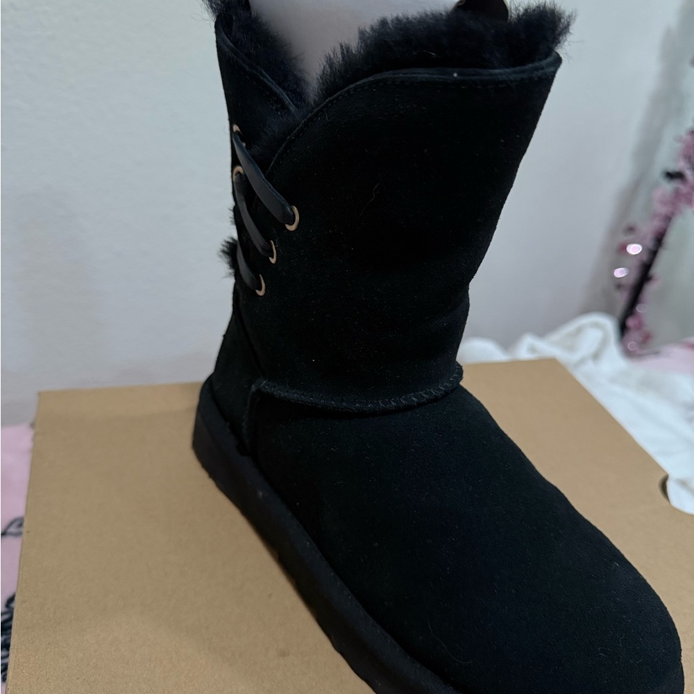 UGG Black Suede Fur Boots